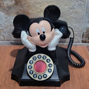 Vintage Telemania Disney Mickey Mouse Push Button Landline Desk Telephone